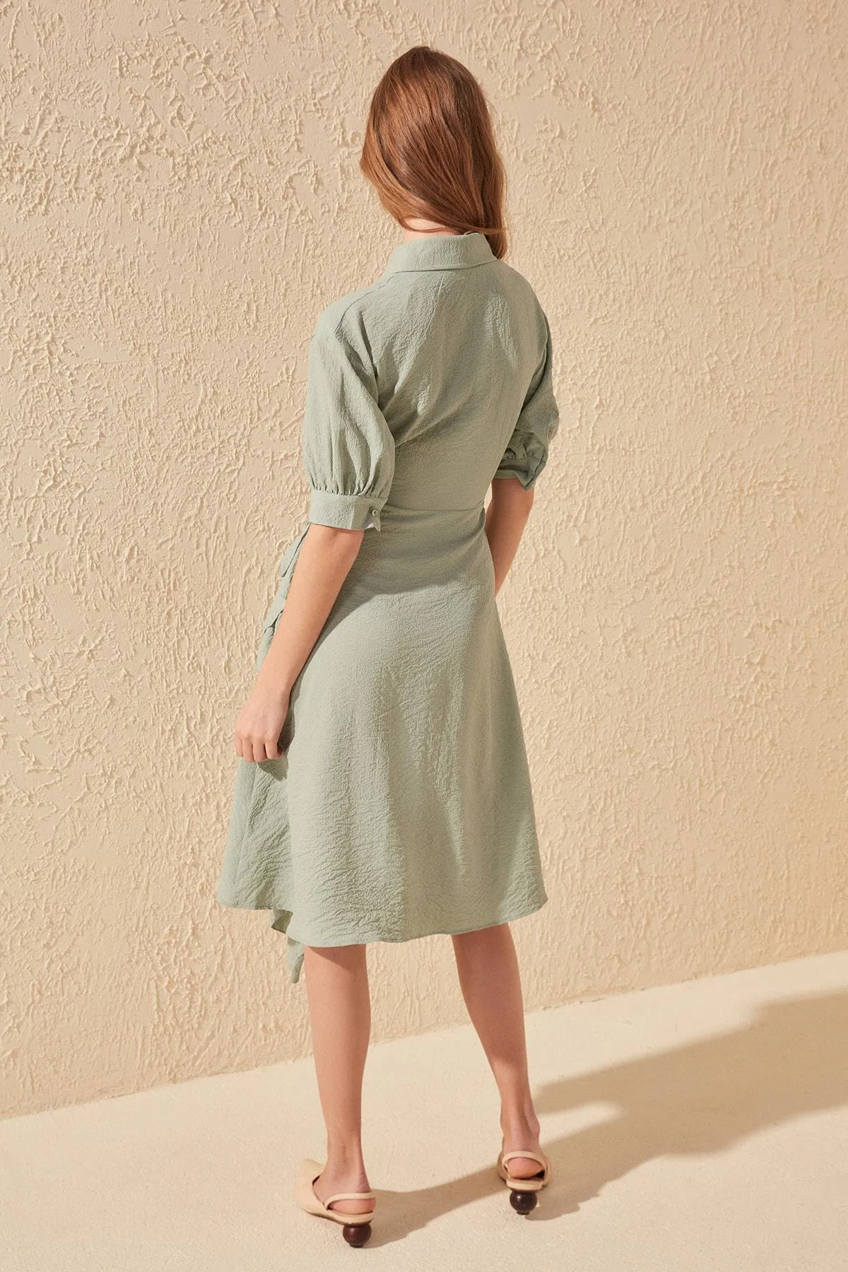 16470 Mint Ruffle Wrap Dress