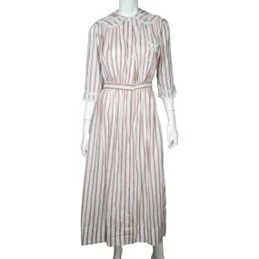 1910s Antique Striped Cotton Day Dress circa 1914