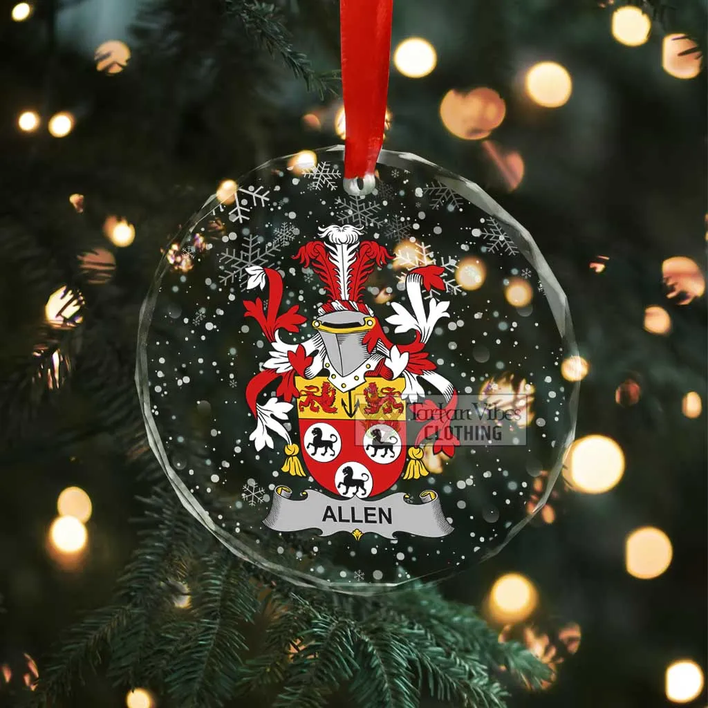 Allen Irish Clan Christmas Glass Ornament with Coat of Arms