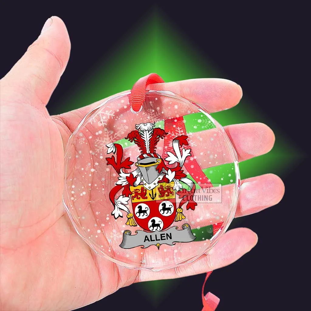 Allen Irish Clan Christmas Glass Ornament with Coat of Arms