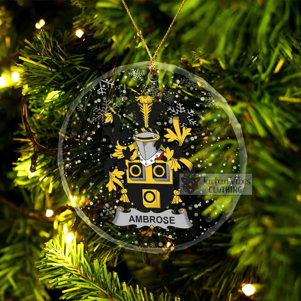 Ambrose Irish Clan Christmas Glass Ornament with Coat of Arms