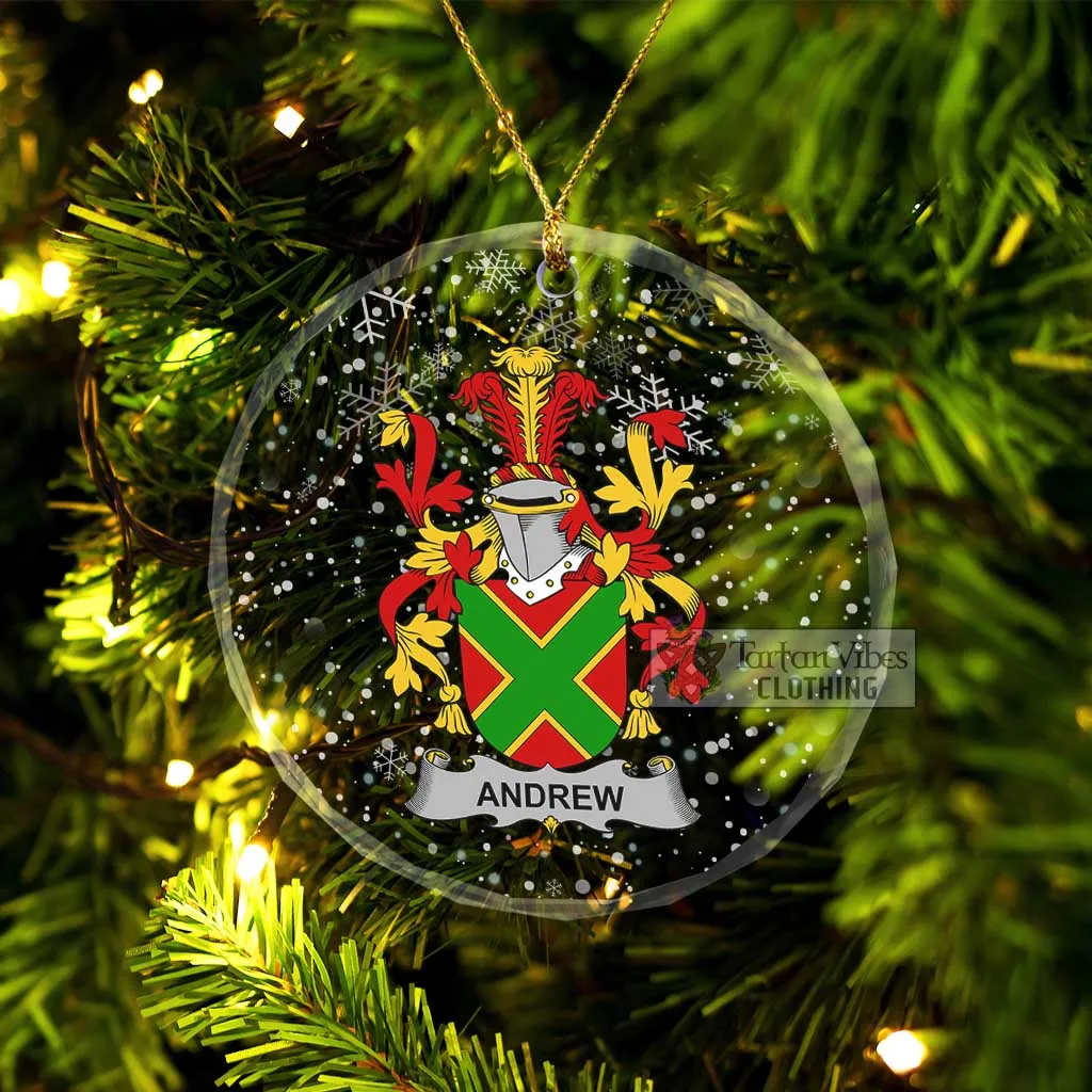 Andrew Irish Clan Christmas Glass Ornament with Coat of Arms