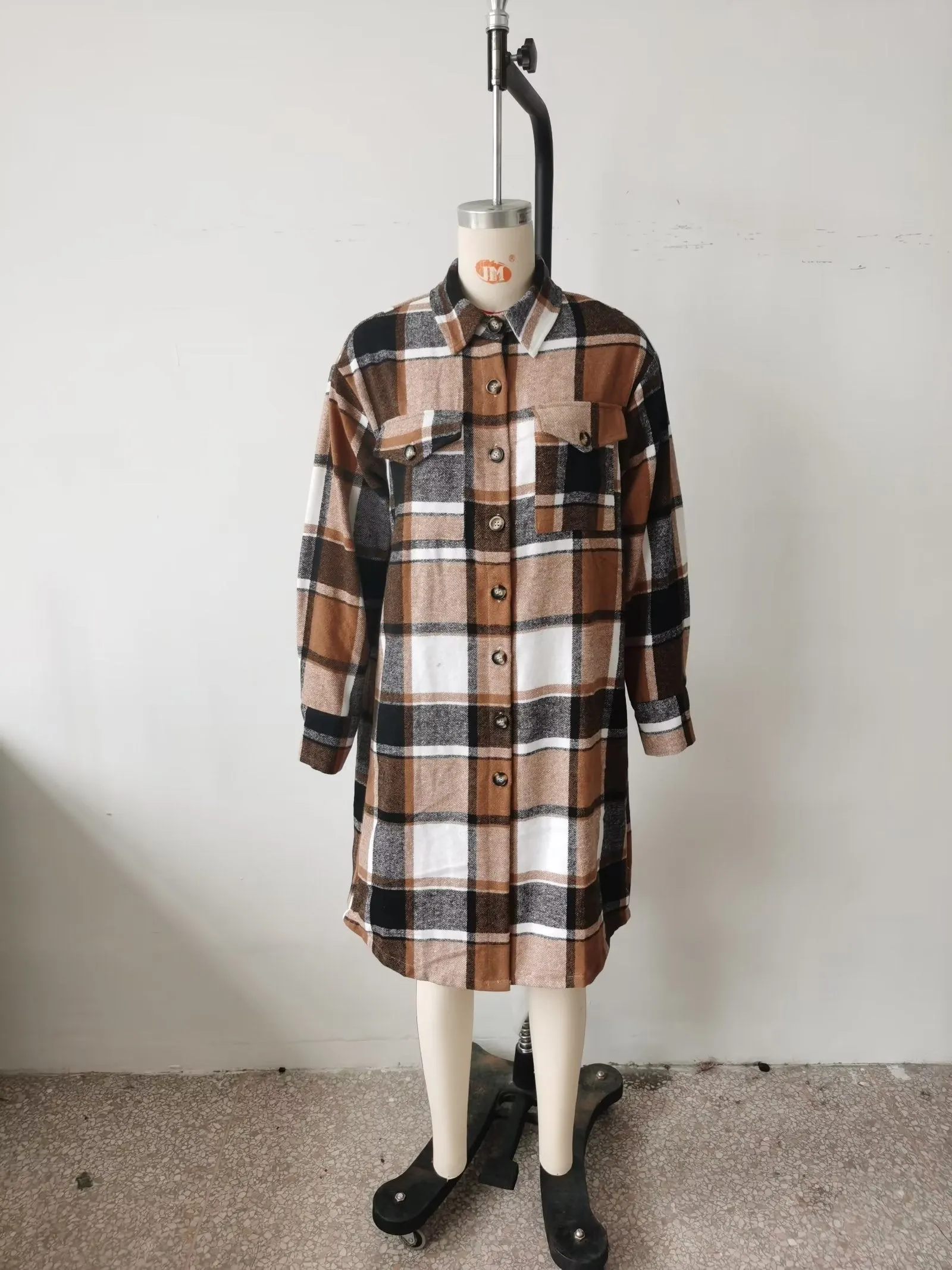 Angel Autumn Plaid Brushed Mid Length Shacket