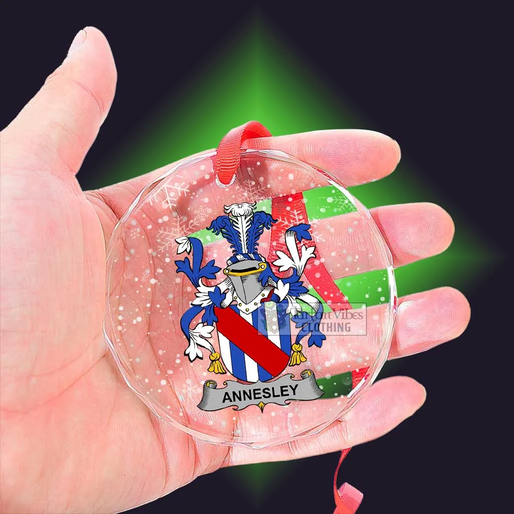 Annesley Irish Clan Christmas Glass Ornament with Coat of Arms