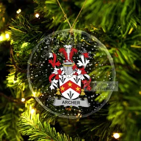 Archer Irish Clan Christmas Glass Ornament with Coat of Arms