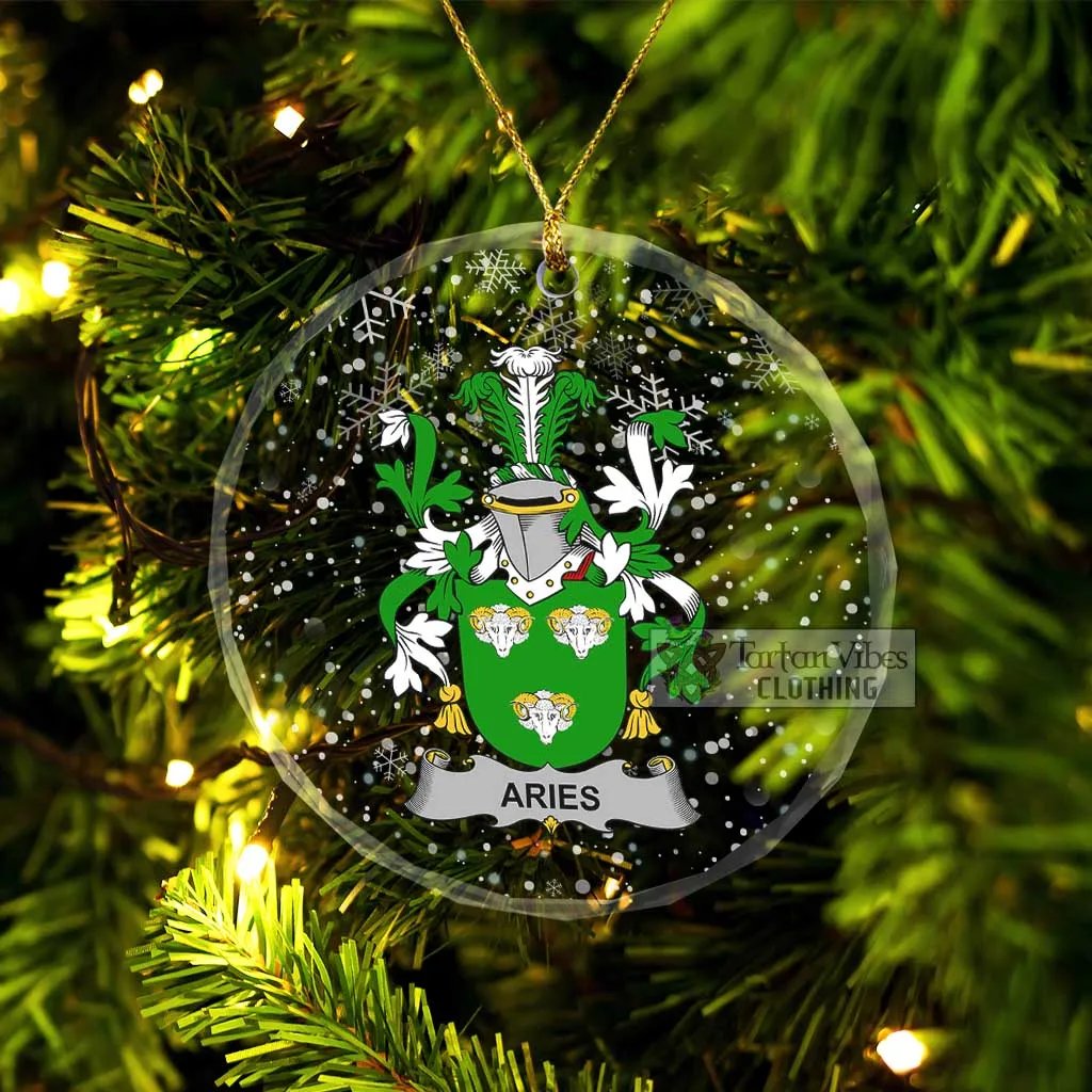 Aries Irish Clan Christmas Glass Ornament with Coat of Arms