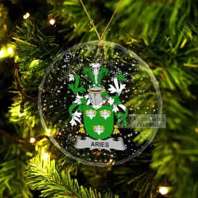 Aries Irish Clan Christmas Glass Ornament with Coat of Arms