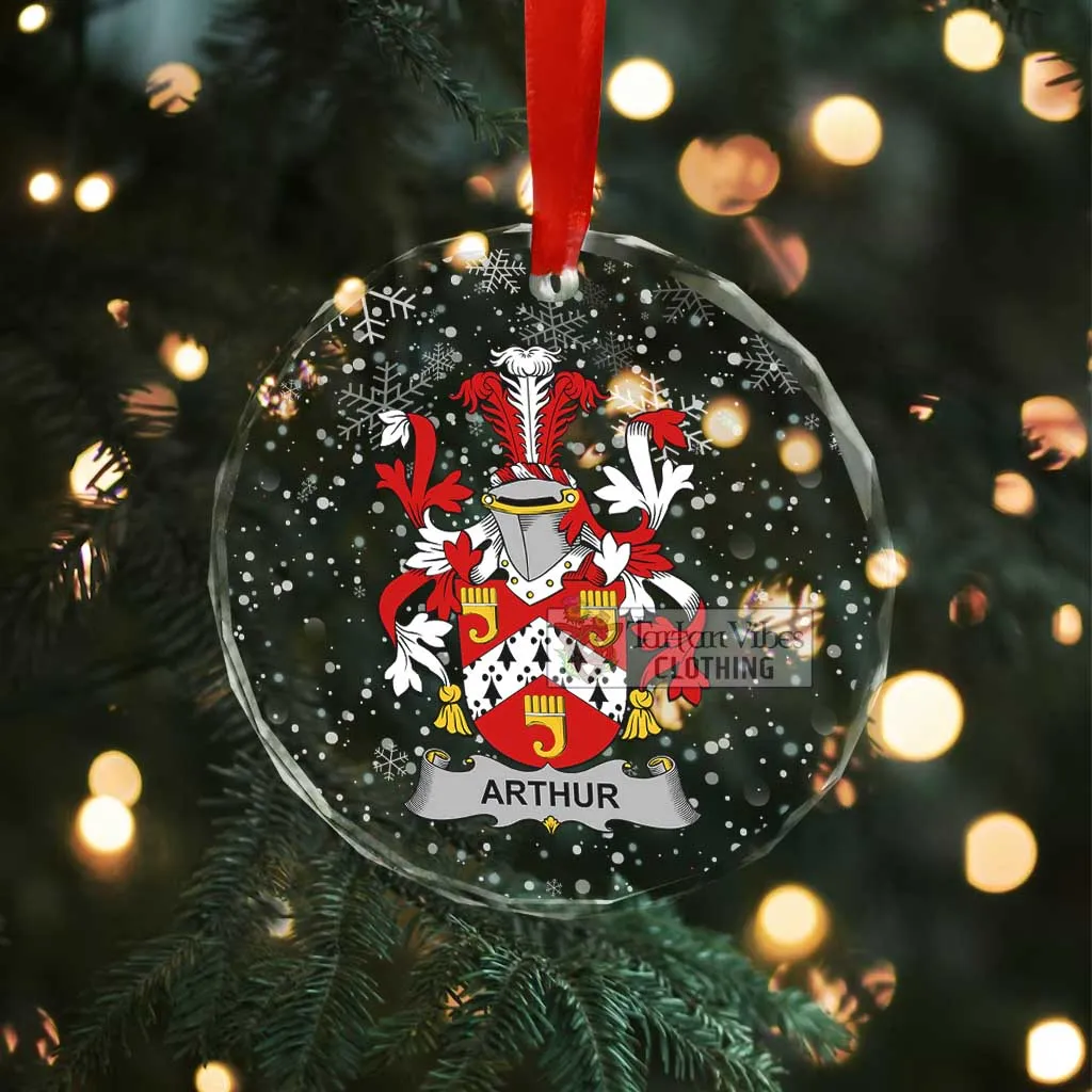 Arthur Irish Clan Christmas Glass Ornament with Coat of Arms