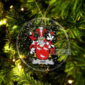 Ash Irish Clan Christmas Glass Ornament with Coat of Arms