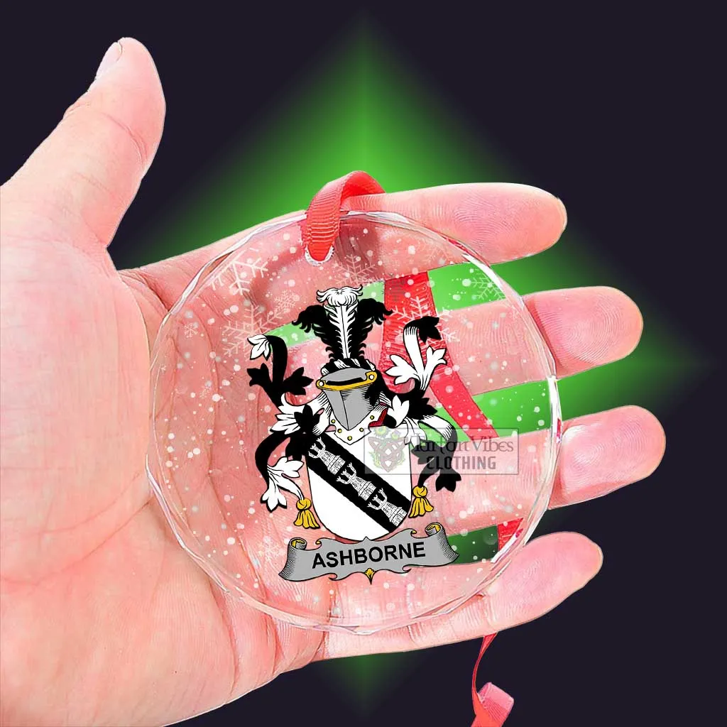 Ashborne Irish Clan Christmas Glass Ornament with Coat of Arms