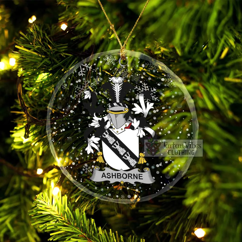 Ashborne Irish Clan Christmas Glass Ornament with Coat of Arms