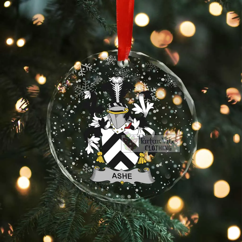 Ashe Irish Clan Christmas Glass Ornament with Coat of Arms