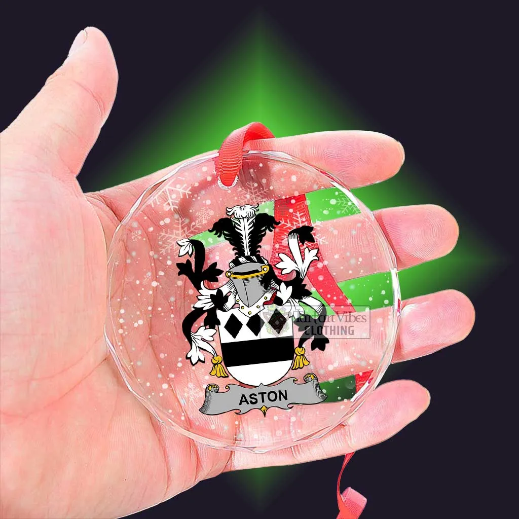 Aston Irish Clan Christmas Glass Ornament with Coat of Arms