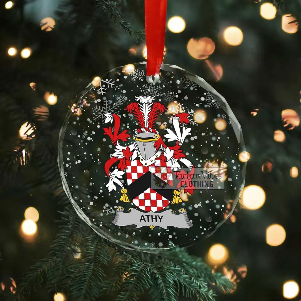 Athy Irish Clan Christmas Glass Ornament with Coat of Arms