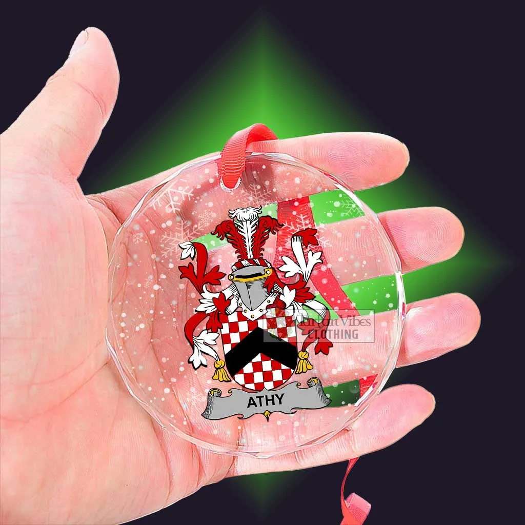 Athy Irish Clan Christmas Glass Ornament with Coat of Arms