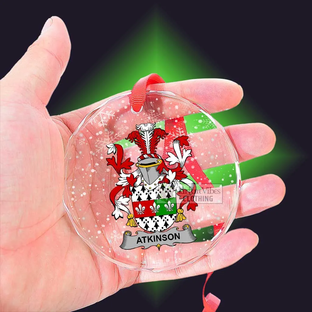 Atkinson Irish Clan Christmas Glass Ornament with Coat of Arms