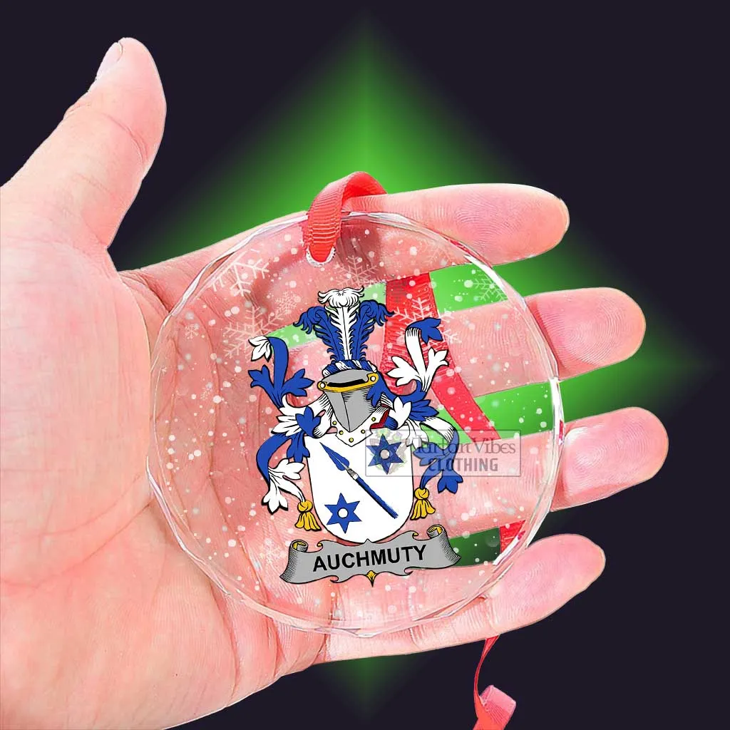 Auchmuty Irish Clan Christmas Glass Ornament with Coat of Arms