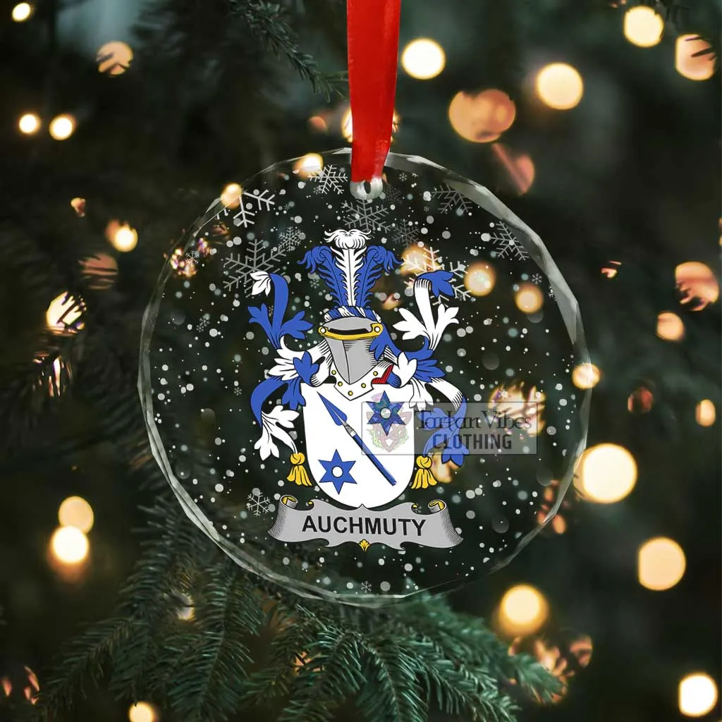 Auchmuty Irish Clan Christmas Glass Ornament with Coat of Arms