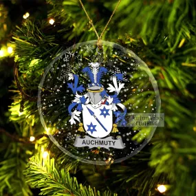 Auchmuty Irish Clan Christmas Glass Ornament with Coat of Arms