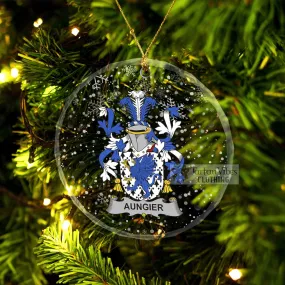 Aungier Irish Clan Christmas Glass Ornament with Coat of Arms