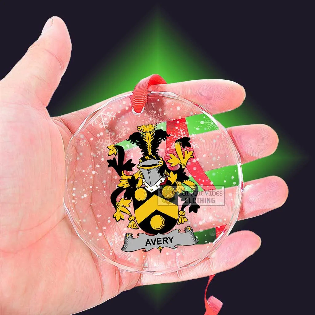 Avery Irish Clan Christmas Glass Ornament with Coat of Arms