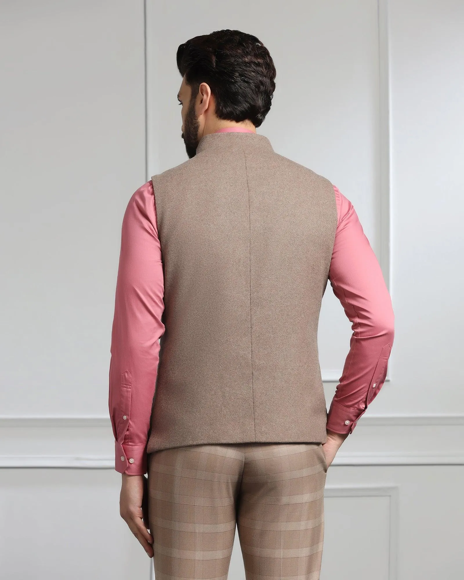 Bandhgala Casual Brown Solid Waistcoat - Canford