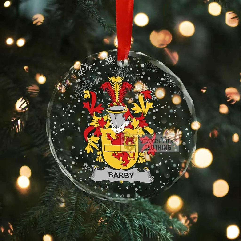 Barby Irish Clan Christmas Glass Ornament with Coat of Arms