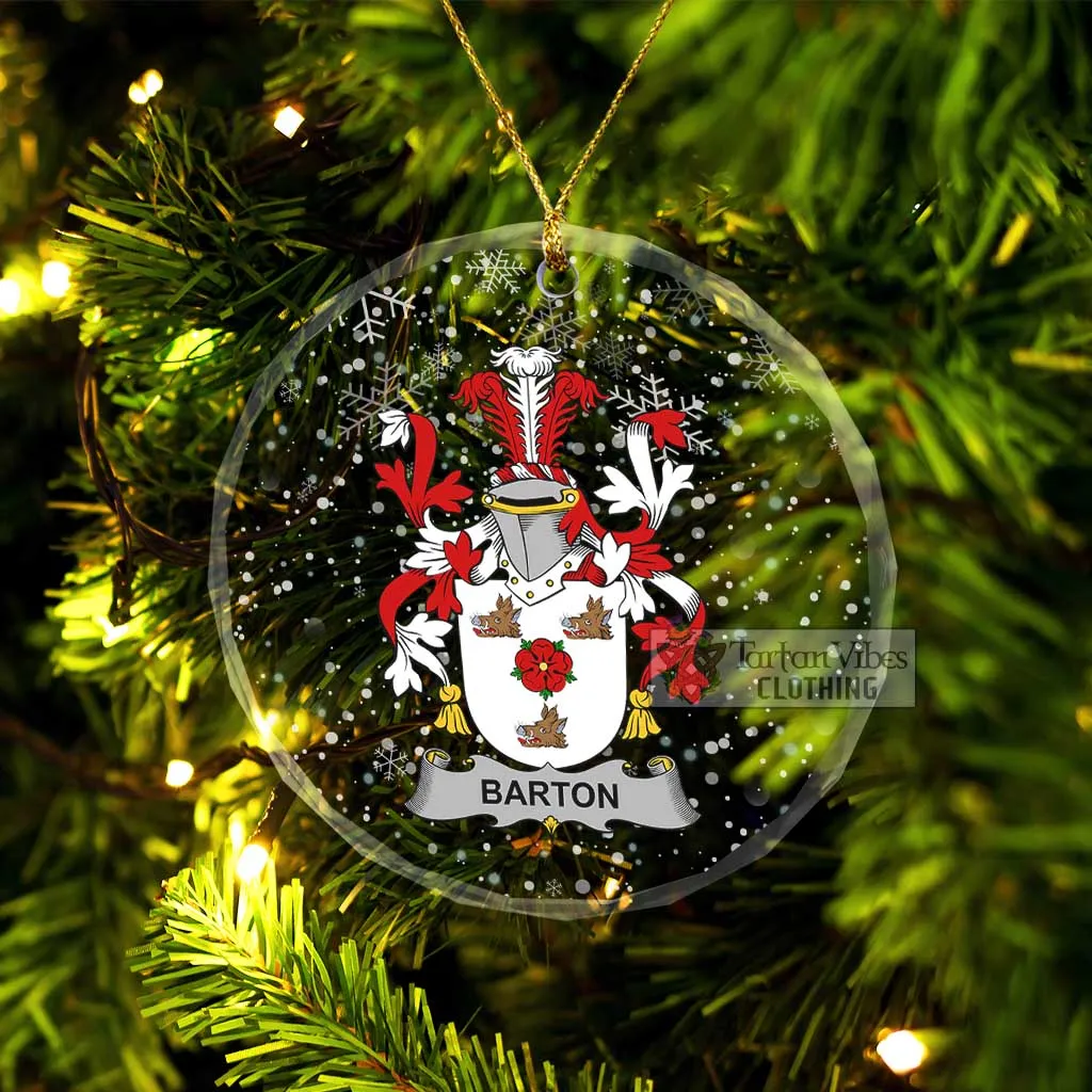 Barton Irish Clan Christmas Glass Ornament with Coat of Arms