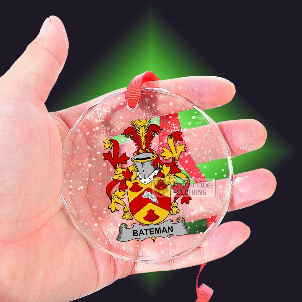 Bateman Irish Clan Christmas Glass Ornament with Coat of Arms