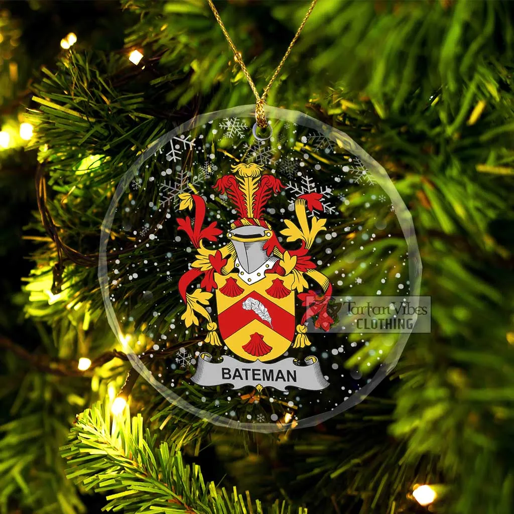 Bateman Irish Clan Christmas Glass Ornament with Coat of Arms