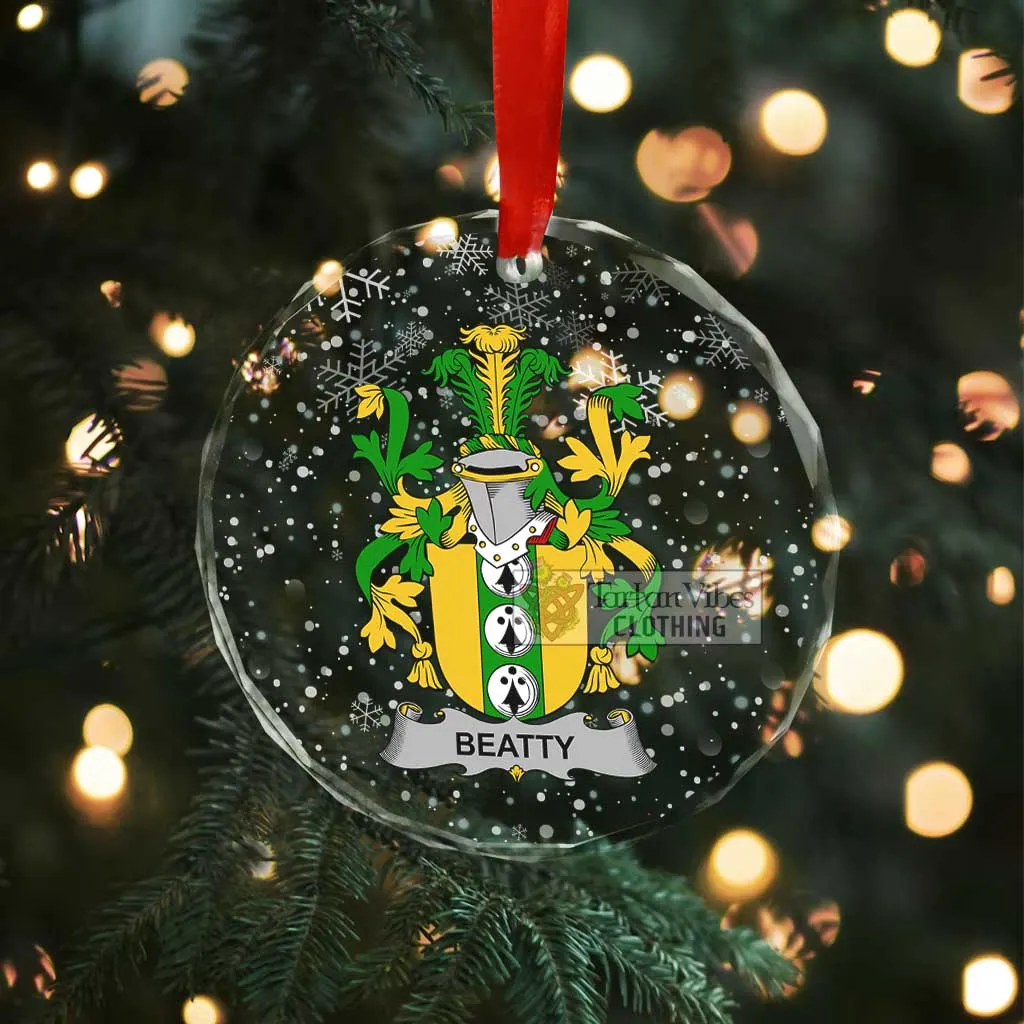 Beatty Irish Clan Christmas Glass Ornament with Coat of Arms