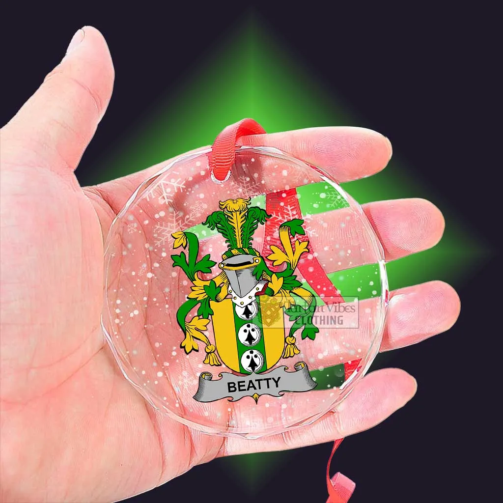 Beatty Irish Clan Christmas Glass Ornament with Coat of Arms