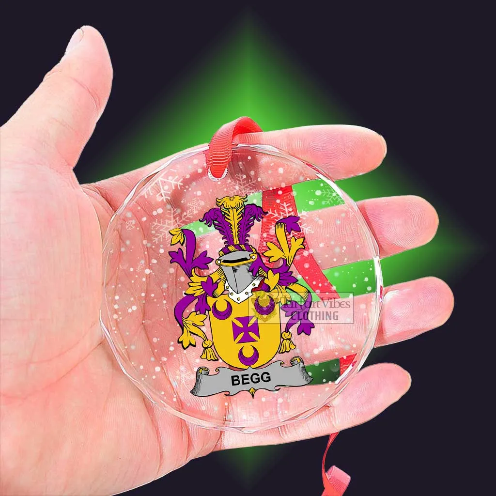 Begg Irish Clan Christmas Glass Ornament with Coat of Arms