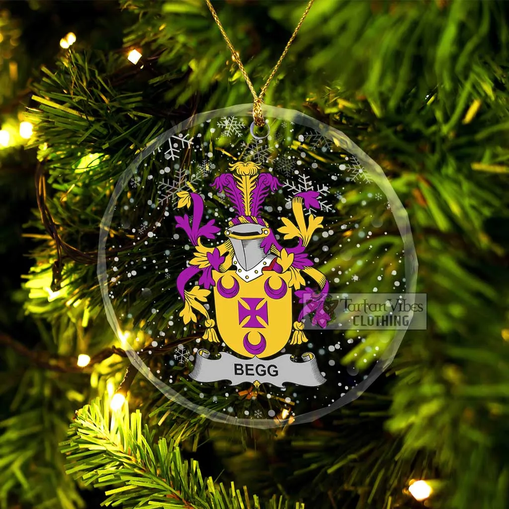 Begg Irish Clan Christmas Glass Ornament with Coat of Arms