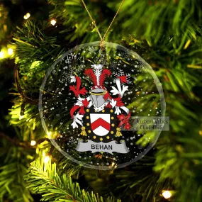 Behan Irish Clan Christmas Glass Ornament with Coat of Arms