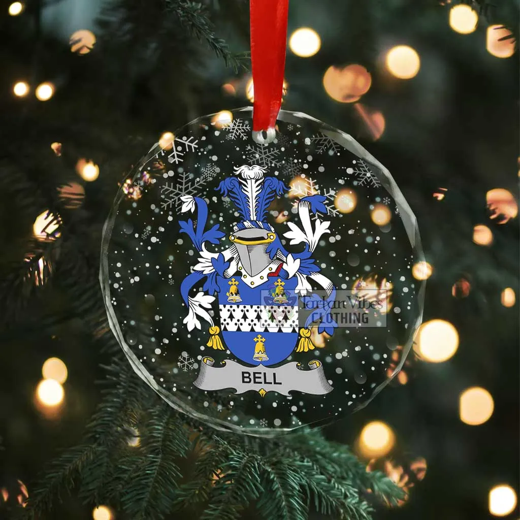 Bell Irish Clan Christmas Glass Ornament with Coat of Arms