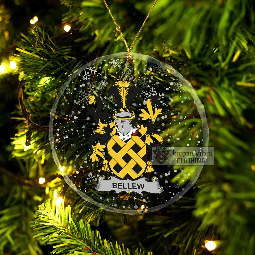 Bellew Irish Clan Christmas Glass Ornament with Coat of Arms