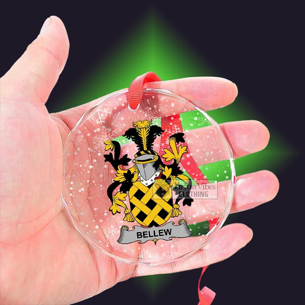 Bellew Irish Clan Christmas Glass Ornament with Coat of Arms