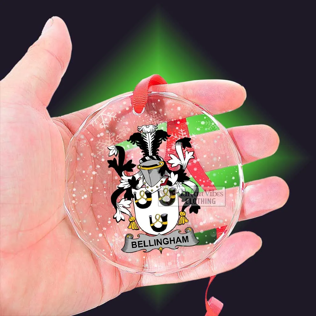 Bellingham Irish Clan Christmas Glass Ornament with Coat of Arms