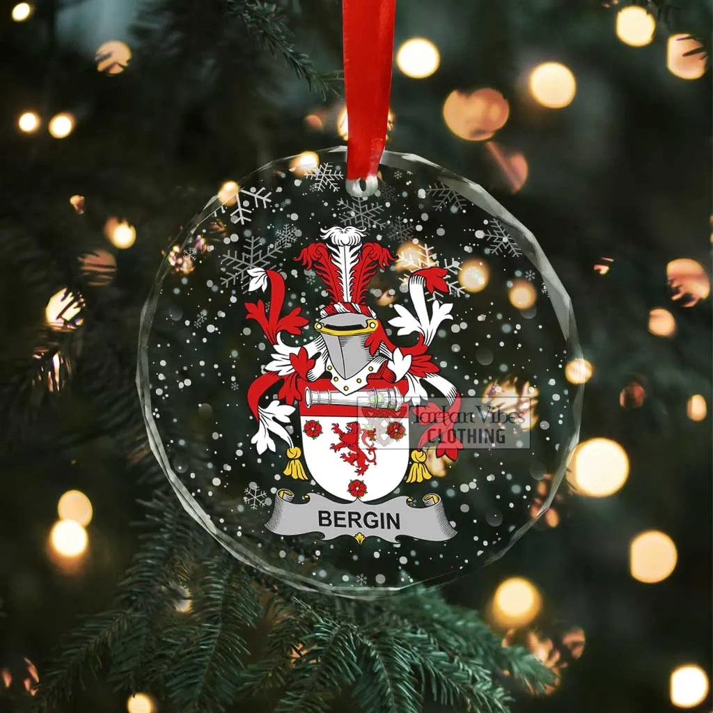 Bergin Irish Clan Christmas Glass Ornament with Coat of Arms