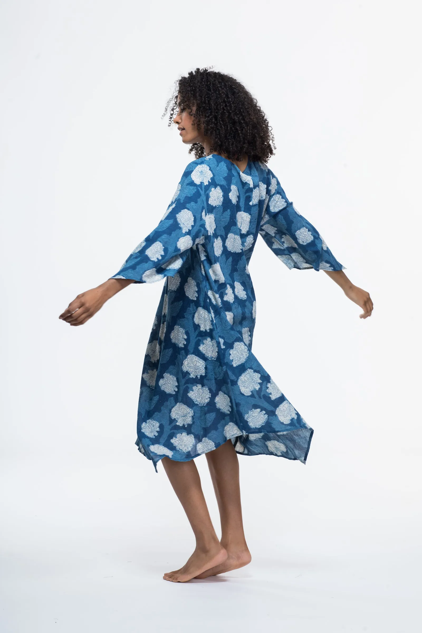 Bergis Dress in Hand Block Printed Pure Cotton £85 Now £45