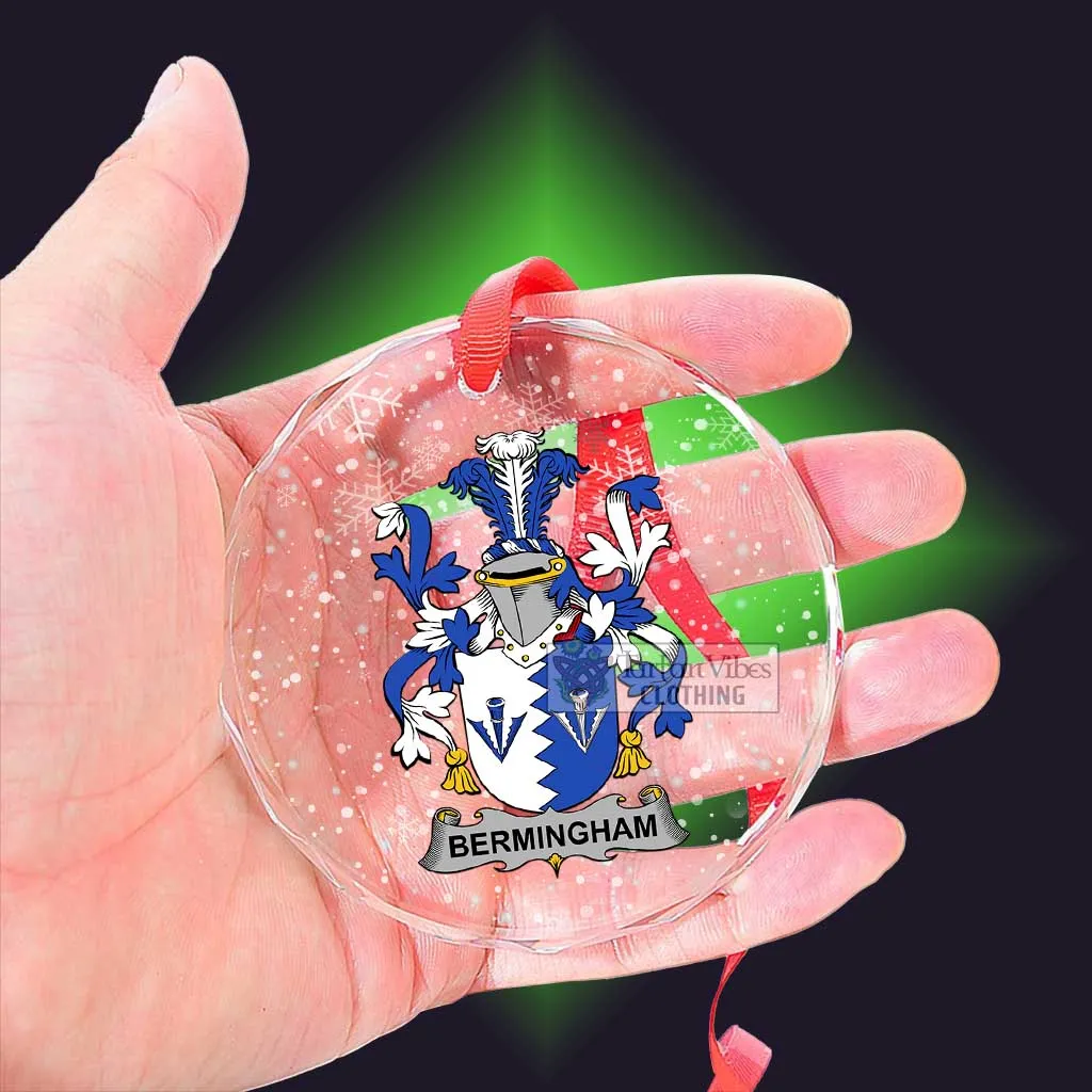 Bermingham Irish Clan Christmas Glass Ornament with Coat of Arms