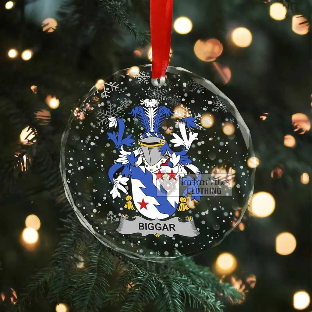 Biggar Irish Clan Christmas Glass Ornament with Coat of Arms