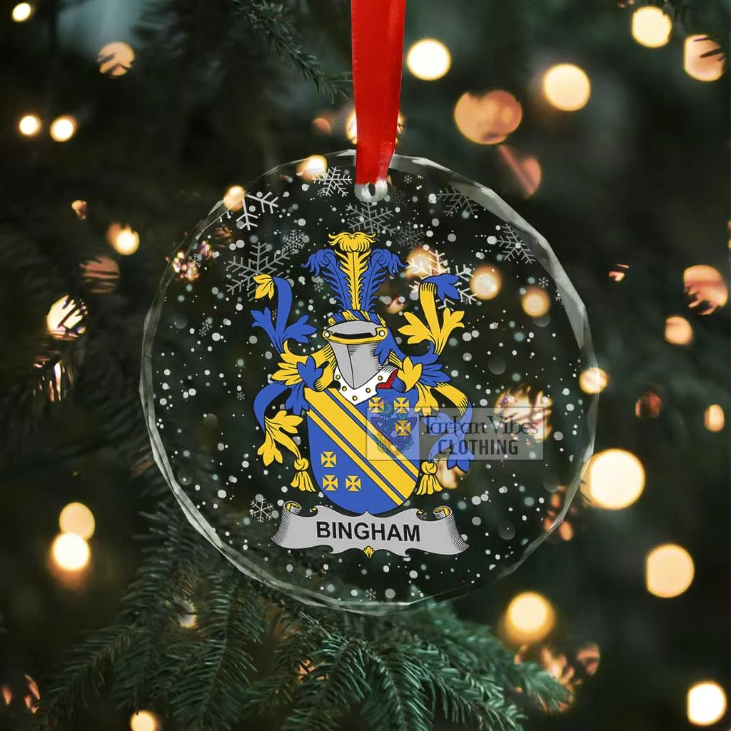 Bingham Irish Clan Christmas Glass Ornament with Coat of Arms