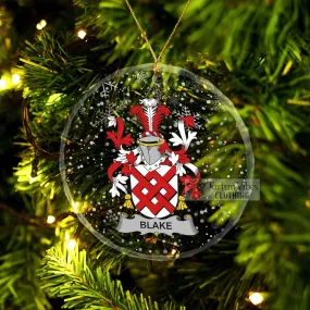 Blake Irish Clan Christmas Glass Ornament with Coat of Arms