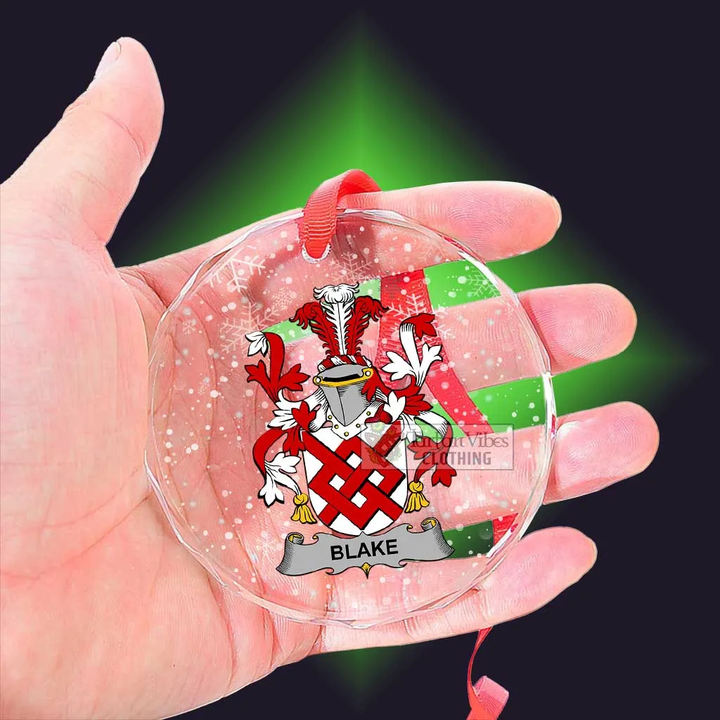 Blake Irish Clan Christmas Glass Ornament with Coat of Arms