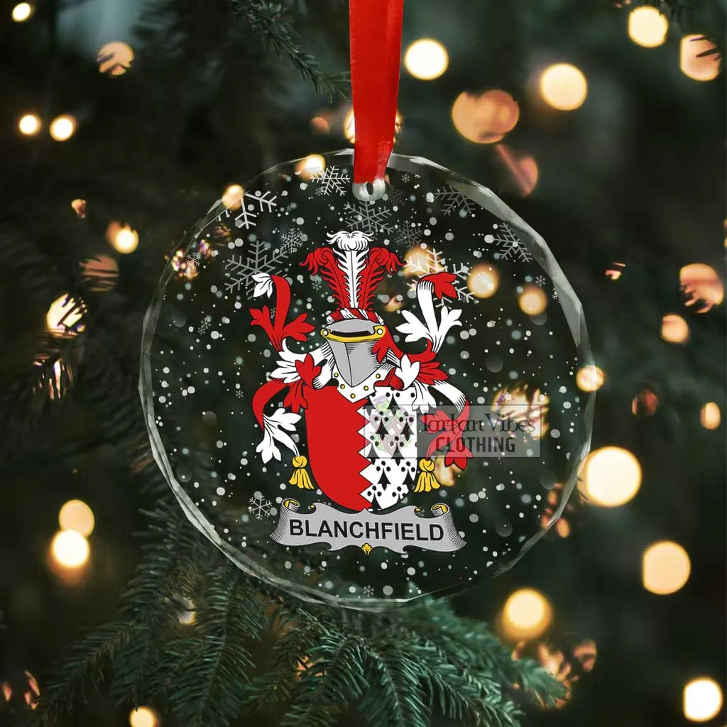 Blanchfield Irish Clan Christmas Glass Ornament with Coat of Arms