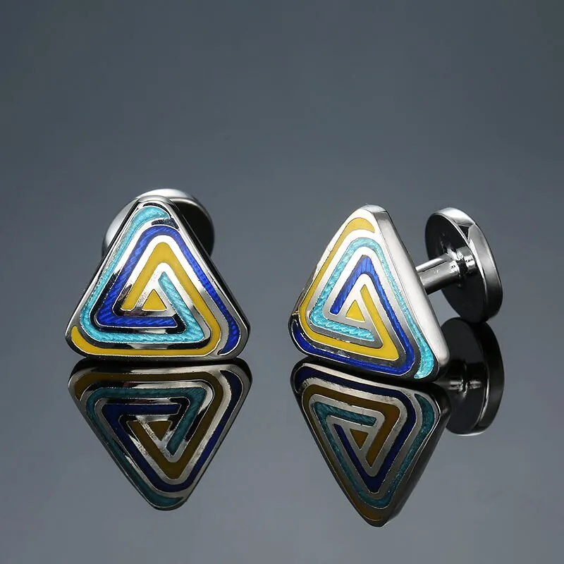 Blue Yellow Triangle Cuff-links