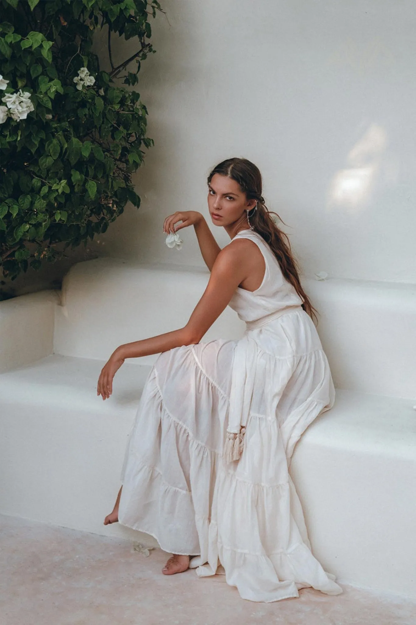 Boho Dress for Women • Off-White Maxi Adjustable Dress • Bohemian Dress