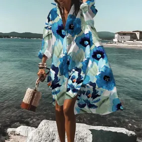 Boho  Printed  Oversize Cover-Up Beach Shirt